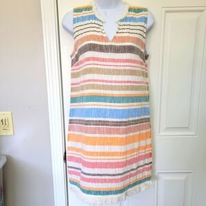 Chelsea And Theodore Dresses Striped Fringed Colorful Dress Sleeveless Size 4